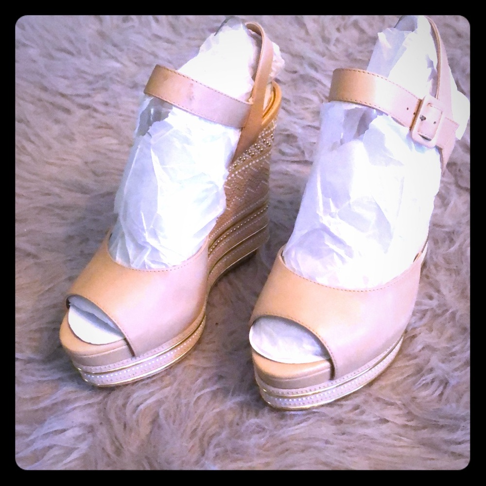 Beige, Gianni Bini wedges. Never worn